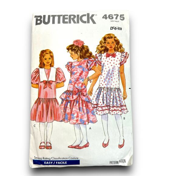 Vtg 90s Butterick 4675 & 5341 Easy Sewing Patterns Girls Dresses Rompers Uncut - Picture 2 of 7